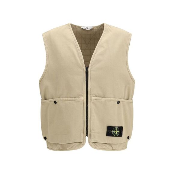 Stone Island Beige Cotton Sleveless Men's Jacket